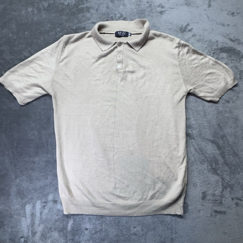 Boohoo Man Knitted XL Polo Brown‎ Men's